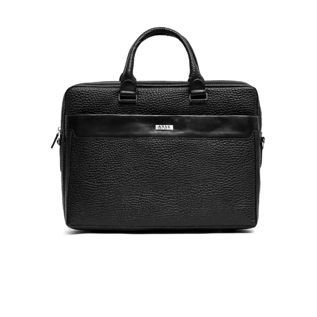 [472] Top leather Briefcase (Pebble) (Black)