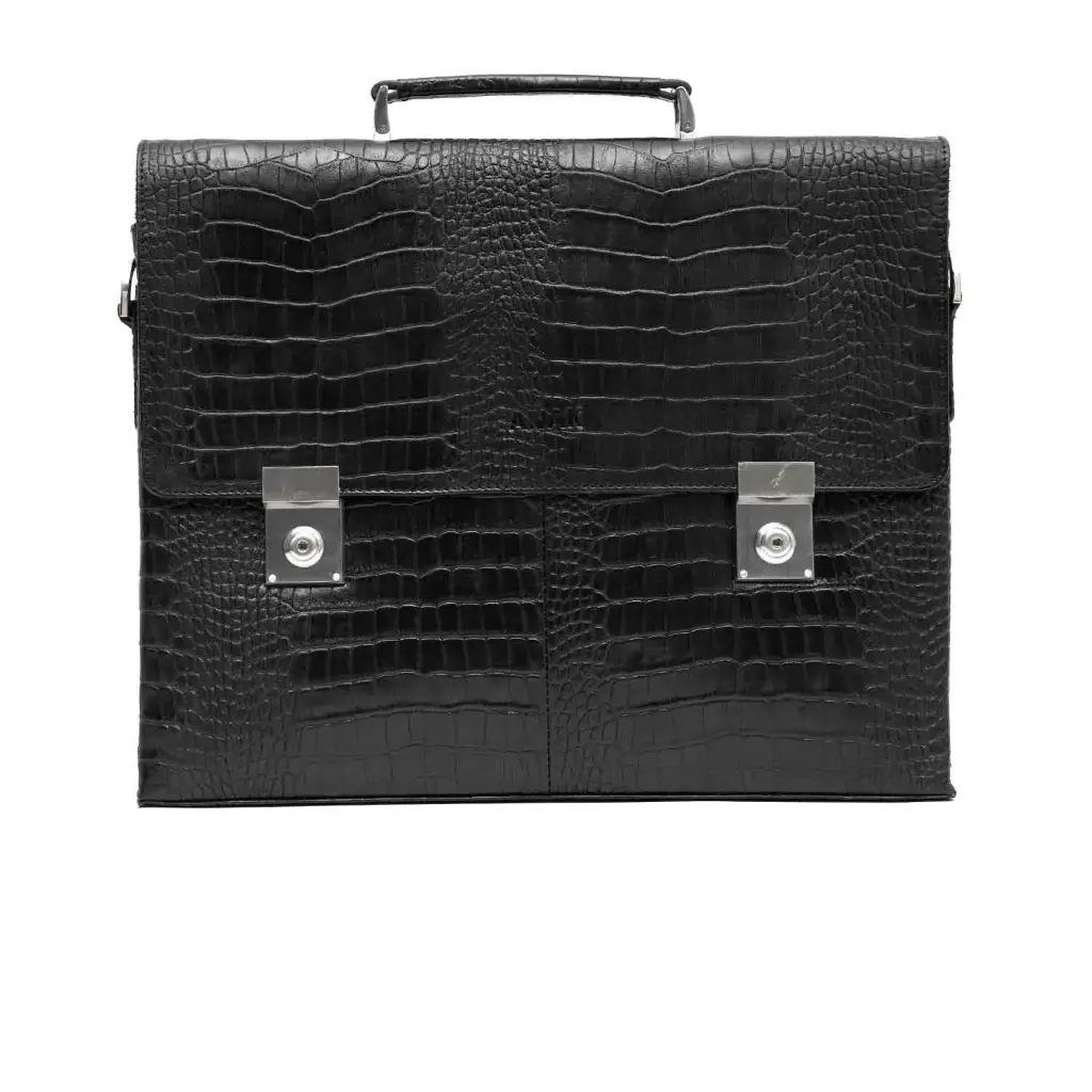 [769] Armin leather messenger Bag (Croco) (Black)
