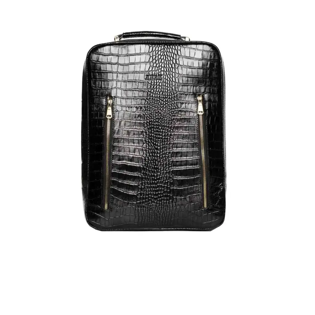 [783] Borkan Leather Backpack (Croco) (Black)