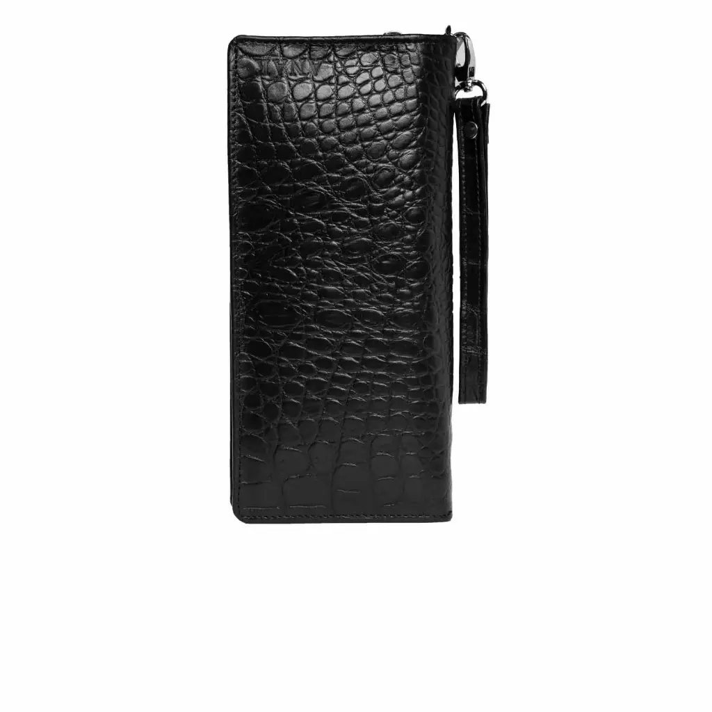 [792] Armaghan Leather checkbook wallet (Croco) (Black)