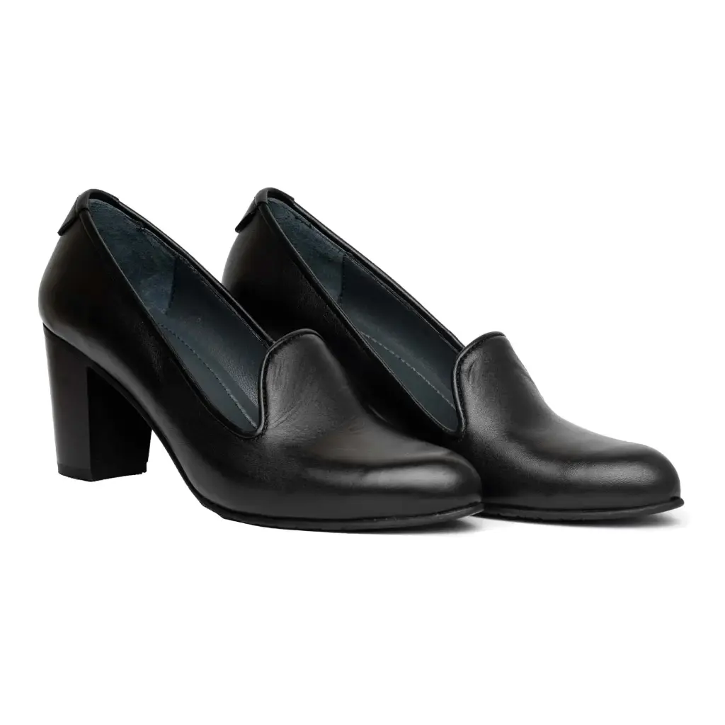 [610] Block heel pumps Model 483 (Nappa) (Black, 36)